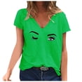 thumbnail image 2 of Blouse d'Été à Manches Courtes Grande Taille pour Femmes T-Shirt d'Été Décontracté et Tendance à Col en V pour Femmes Hauts Imprimés à Manches Courtes T-Shirt à Col en V pour Femmes en Liquidation, 2 of 3