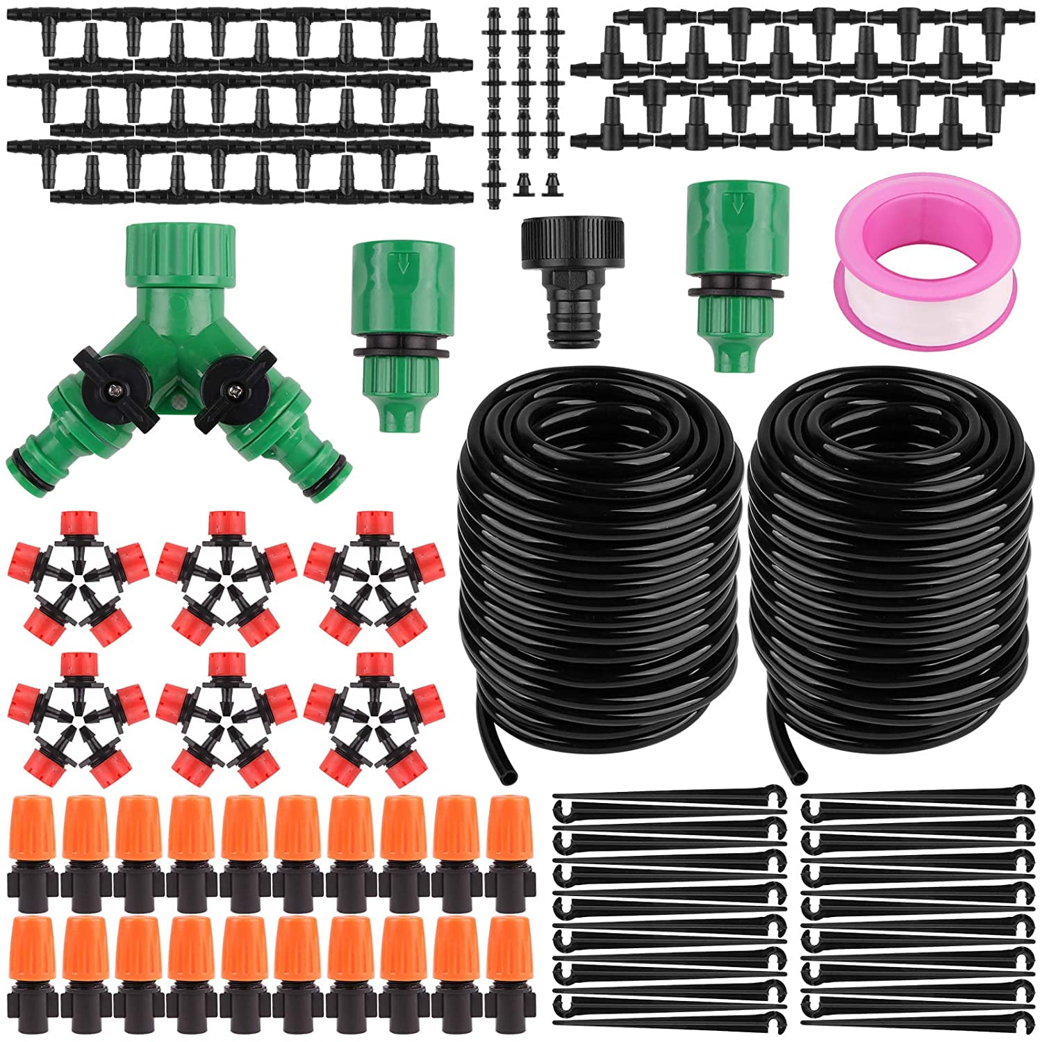 HOUFIY Drip Irrigation Kit, 100ft/30M Garden Watering Automatic System