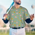 thumbnail image 5 of Zufioo Pig Face With Sunflower Print Men's Baseball Short Sleeve, Moisture Wicking Button-Down Hip Hop Tee-X-Large, 5 of 7