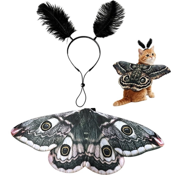 Vjnyvs Moth Wings Pet Dog Apparel Accessory with Headband Halloween Outfit