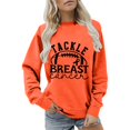thumbnail image 4 of Holzkary Women's Football Game Day Sweatshirt Graphic Print Sunday Long Sleeve Crewneck Fall Pullover Graphic Print Oversized Crewneck Sweatshirts Long Sleeve Pullover for Gameday Hoodies Orange S, 4 of 5