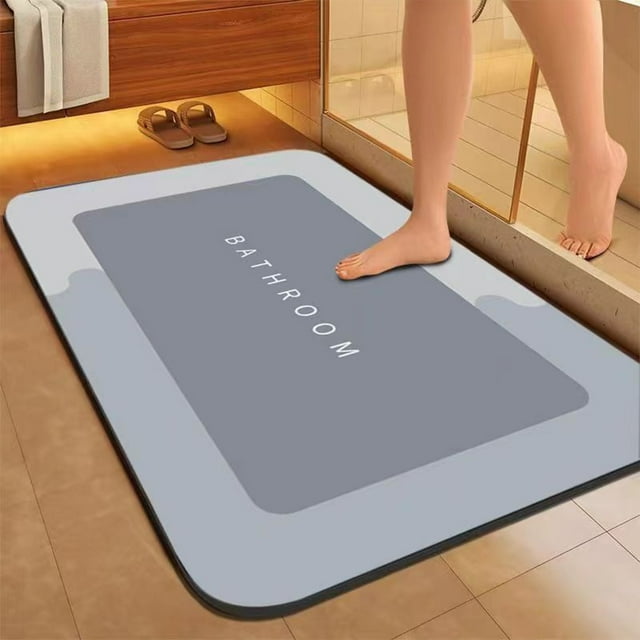 Alfombra de Baño de Lodo de Diatomeas - Súper Absorbente, Antideslizante, de Secado Rápido - 60 X 40 Cm, Colores: Gris Oscuro, Gris, Azul y Rosa - Diseño Delgado para Mayor Seguridad y Fácil Limpieza