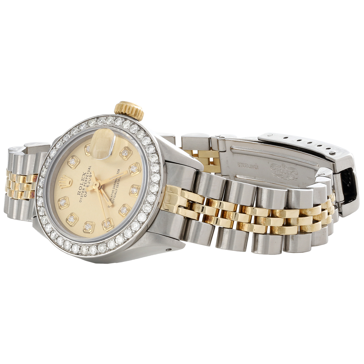 Ladies 18K / Steel Rolex DateJust Jubilee 6917 Diamond Watch Champagne Dial 1 CT. - image 3 of 10