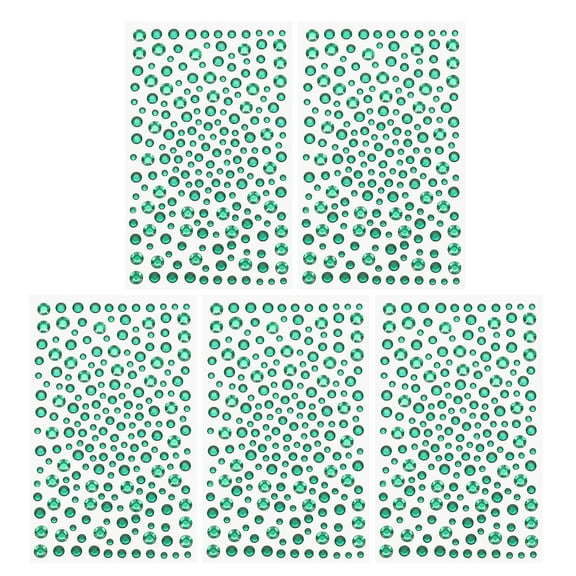 Uxcell 1045 Pcs Acrylic Diamond Sticker, 4 Size 3/4/5/6mm Self Adhesive Rhinestones Face Gem Stones Bling Jewelry for Nail Art Craft Clothes DIY Makeup Decoration Party, Dark Green