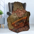 thumbnail image 4 of Fantasy Soft Flannel Fleece Throw Blanket, Decadence Grunge Ruin Brick Wall and a Giant Lizard on the Sofa Surreal Art, Cozy Plush for Indoor and Outdoor Use, 60" x 80", Vermilion Umber, by Ambesonne, 4 of 5