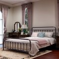 thumbnail image 2 of Alazyhome Vintage Queen Metal Platform Bed Frame with Storage and Tools, Brown, 2 of 5
