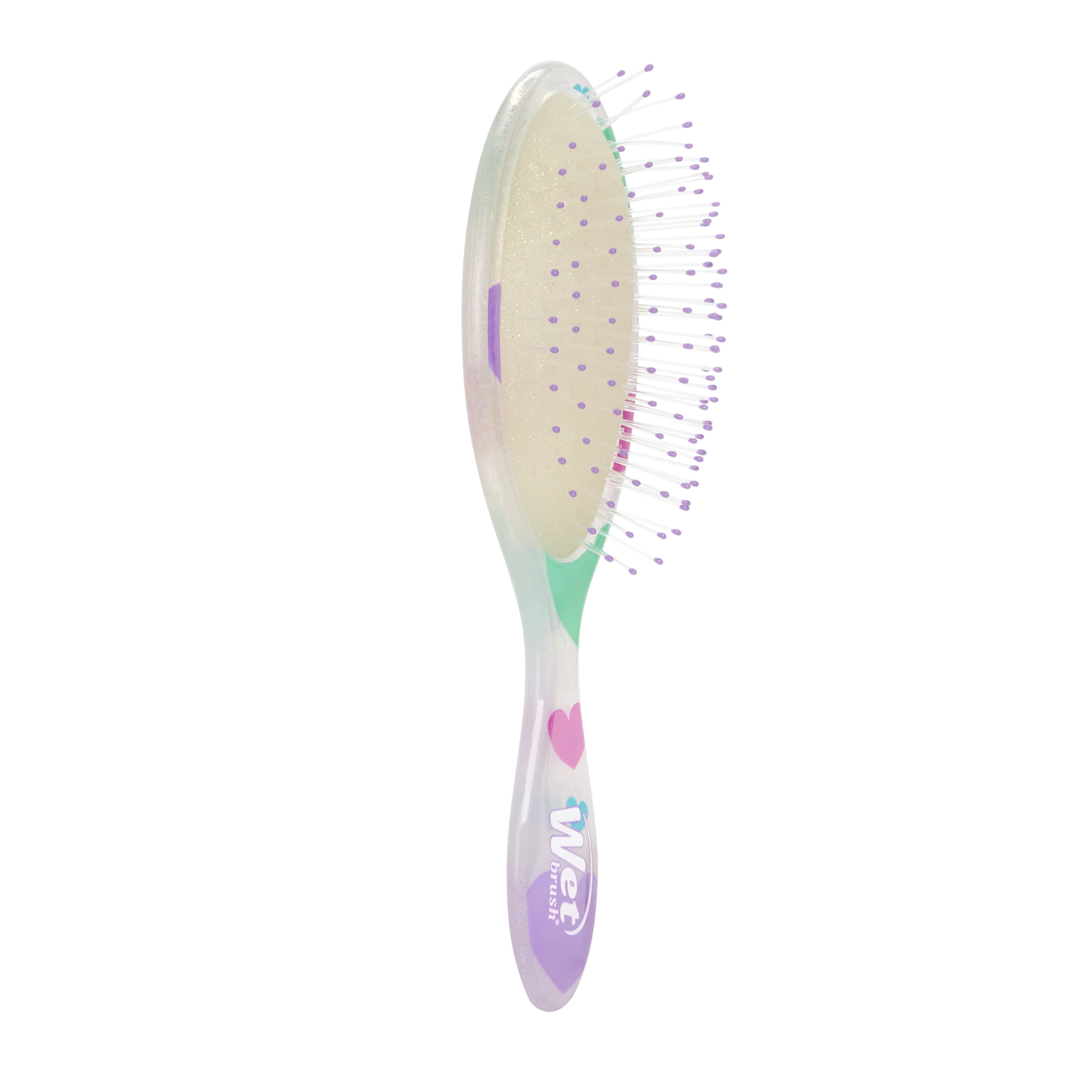 Wet Brush Original Detangler Hair Brush, Midi Size, Glitter Hearts Design, for Wet or Dry Hair