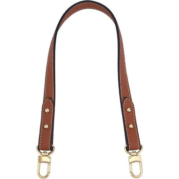 Genuine Leather Handbag Handle 23.4 Inch Real Leather Shoulder Bag Strap Short Purse Strap Replacement Clutches Handle Tote Bucket Bag Strap DIY Bag Making Accessories Lychee Texture Brown