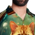 thumbnail image 5 of Retro Cat Men's Short Sleeve Beach Shirts Hawaiian Button Down Casual Summer Printed Unisex Top, 5 of 6