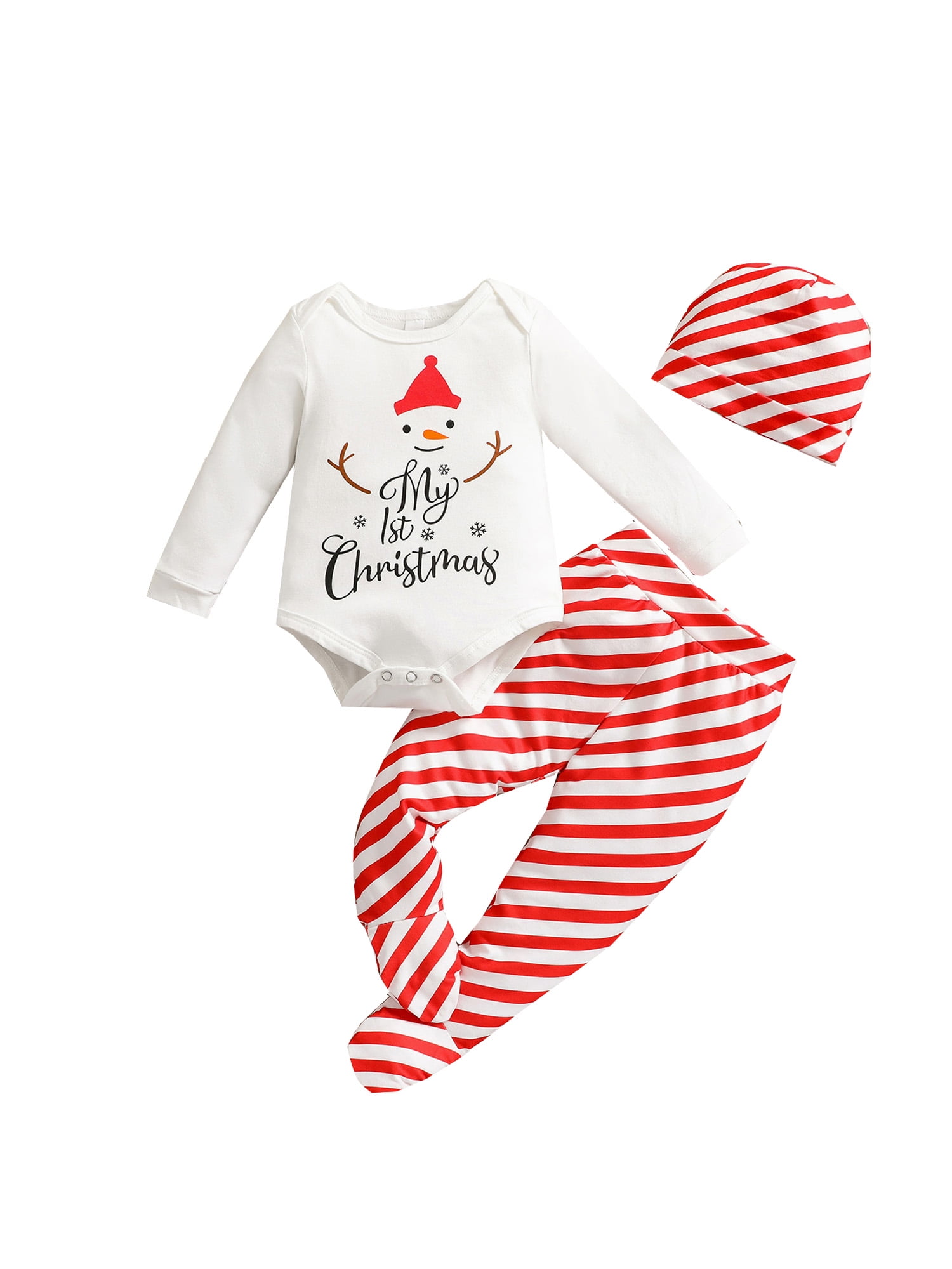 New Christmas Newborn Baby Girls Boys Rompers Jumpsuit Set Outfit Clothes Letter 