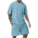 thumbnail image 3 of Traje Deportivo Perforado de los Hombres, Moda de Manga Corta Cuello Redondo de Ocio para el Desgaste Casual Y de Playa, Blusa Atlética de Poliéster Suave, 3 of 5