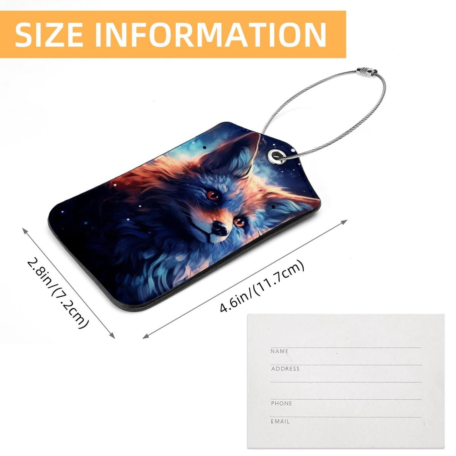 Fox Square PU Leather Luggage Tags - 2 Pack with Privacy Cover and Stainless Steel Ring - Suitable for Travel, Backpack, Handbag - Suitcase Tags, Fox Square PU Leather Luggage Tags - 2 Pack with Privacy Cover and Stainless Steel Ring - Suitable for Travel, Backpack, Handbag - Suitcase Tags,