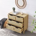 thumbnail image 3 of Yardi Yard Natural Wood Storage Cabinet Dresser, 3 Drawers with Rattan Doors, Elegant Chest of Drawers, 3 of 12