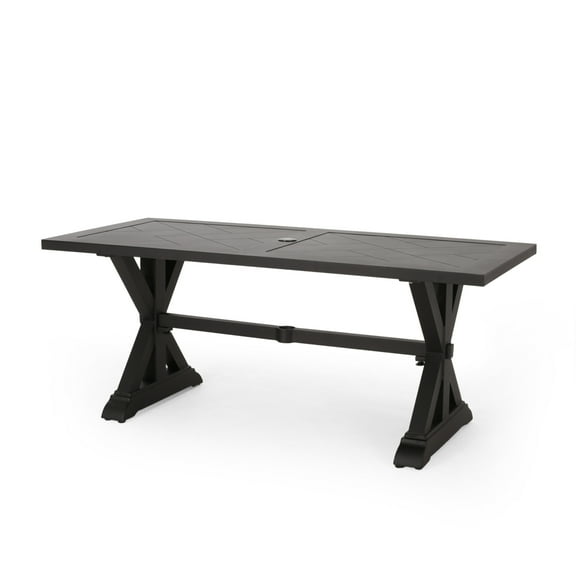 GDF Studio Arlene Outdoor Aluminum Dining Table, Antique Black