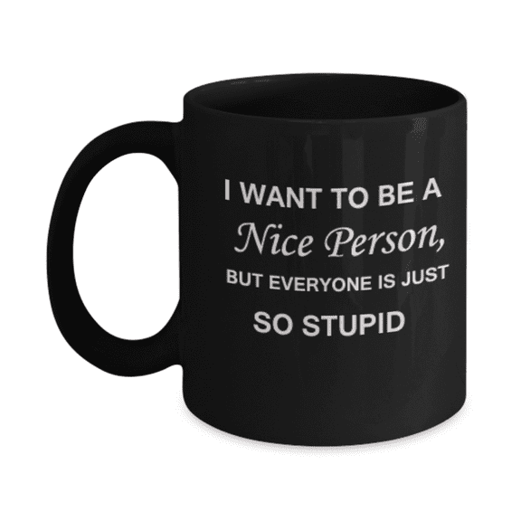 I want to be a Nice Person But everyone is just so Stupid Coffee Mug funny humor birthday gift Black Coffee Mugs Tea cup 11 OZ