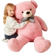 IKASA Giant Teddy Bear Stuffed Animal Plush Toy,Large Jumbo 47" Pink Huge Cute Soft Toys,Big Size Fluffy Plushy Fat Oversized Plushie,Gifts for Kids Girls Boys Girlfriend Children
