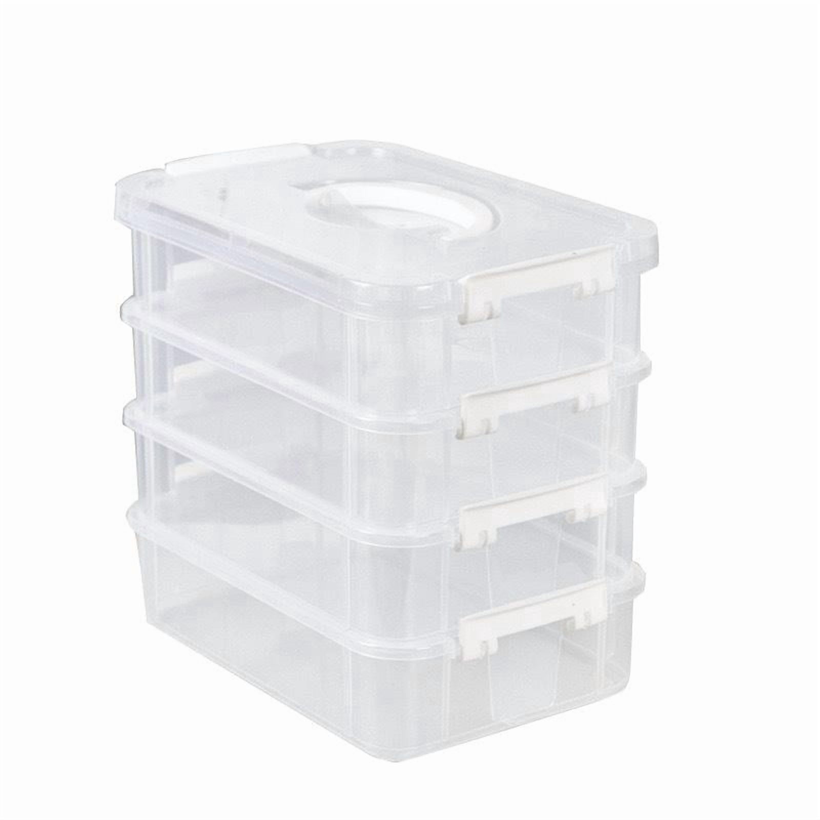 4-Tier Stackable Storage Container Box, Plastic Organizer Box Storage Case for Kids Toys, Art Crafts, Jewelry, Supplies, Fuse Beads, Washi Tapes