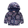 thumbnail image 2 of Girls Rain Jacket Lightweight Waterproof Hooded Cotton Lined Raincoat Windbreaker for Kids Size 4-12 Years Dark Blue 120, 2 of 4
