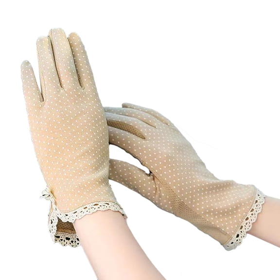 YIFAEUX 1 Pair Sun Protection Gloves Extra Soft Breathable Non-slip Design Sweat-absorption Elastic UV Protection Cotton Summer Women Touch Screen Sunblock Gloves for Women
