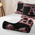 thumbnail image 4 of meiyoeat Pink Leopard Print Quilt Full For Girls,Chic Cheetah Bow Monogram A Full Bedspread Sets For Kids,3-Piece, 4 of 7