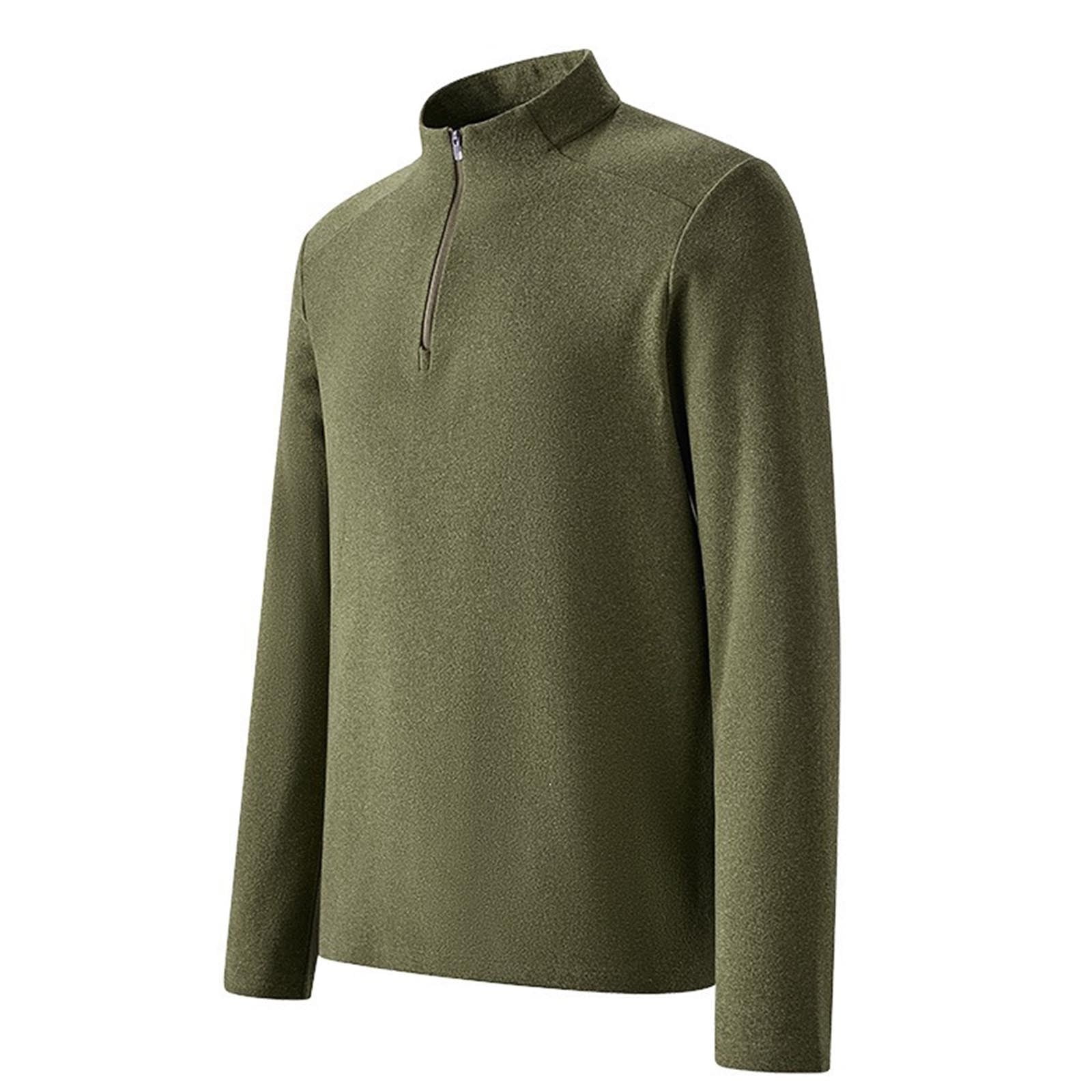 Ceisia Men Half Zip Mock Neck Thermal Fleece Lined Long Sleeve Base Layer Shirt Soft Warm Inner Pullover For Autumn And Winter Army Green XXXL Gift