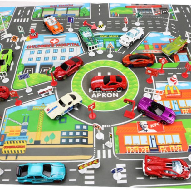 Hxroolrp Kids Play Mat City Road Buildings Parking Map Game Scene Map Educational Toys
