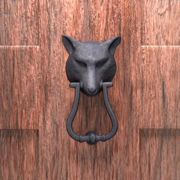 Renovators Supply Door Knockers for Front Door 8.5" Black Cast Iron Fox Head Shaped Door Knocker w/Screws