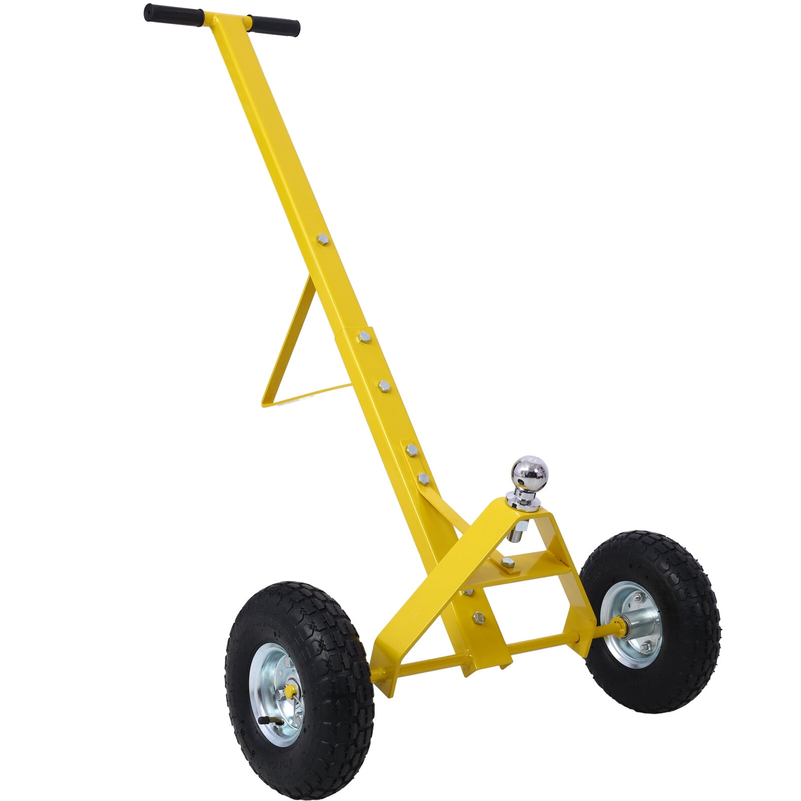 Heavy Duty Trailer Dolly with 10" Pneumatic Tires - 600 LB Tongue Weight Capacity, Steel Construction, Extra-Long Handle for Easy Maneuvering, Yellow