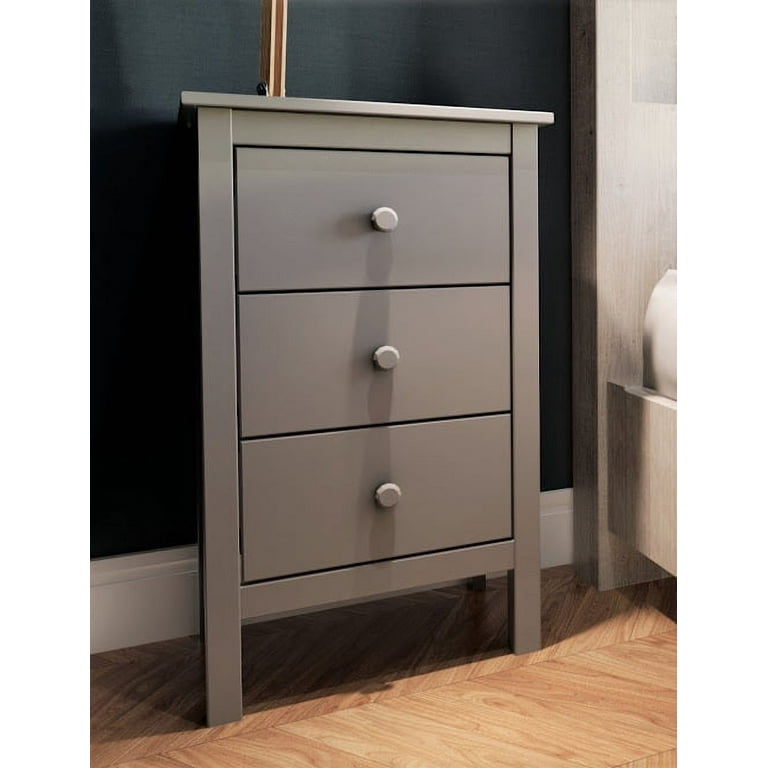 Extra Tall Nightstand for Bedroom with 3 Deep Storage Drawers Gray