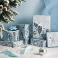 thumbnail image 2 of Sparklane Christmas Silver Wrapping Paper Mini Roll, Silver Blue Christmas Ornaments, White Blue Snowflakes Metallic Foil, Reversible Design for Winter Holiday Family Gathering, 17 inches x 32.8 Feet, 2 of 14