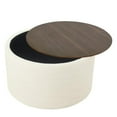 thumbnail image 2 of Pemberly Row Modern Fabric Storage Ottoman with Wood Top in Cream, 2 of 8