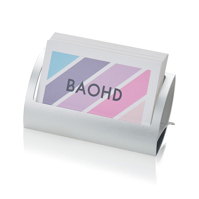 BAOHD Titular de la tarjeta de visita de escritorio Soporte de exhibición de tarjetas de visita de aluminio de metal moderno Organizador de tarjetas de presentación de escritorio (Plata)