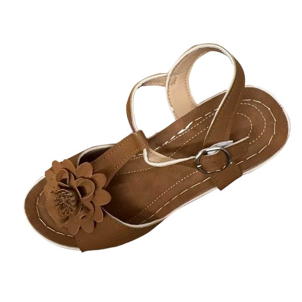 Sandalias de Cuña de las Mujeres Casuales de Moda Flor de Verano Grueso Sueldo Hueco de Una Correa de Tacón Alto Sandalias de Cuña