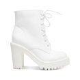 thumbnail image 4 of MADDEN GIRL Womens White 1" Platform Padded Lug Sole Eyelet Archiee Round Toe Block Heel Lace-Up Combat Boots 7.5, 4 of 4