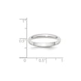 thumbnail image 2 of 14k White Gold Solid Polished Half Round 3mm Half-Round Band Ring Size 10 Ring for Women and Men, 2 of 2