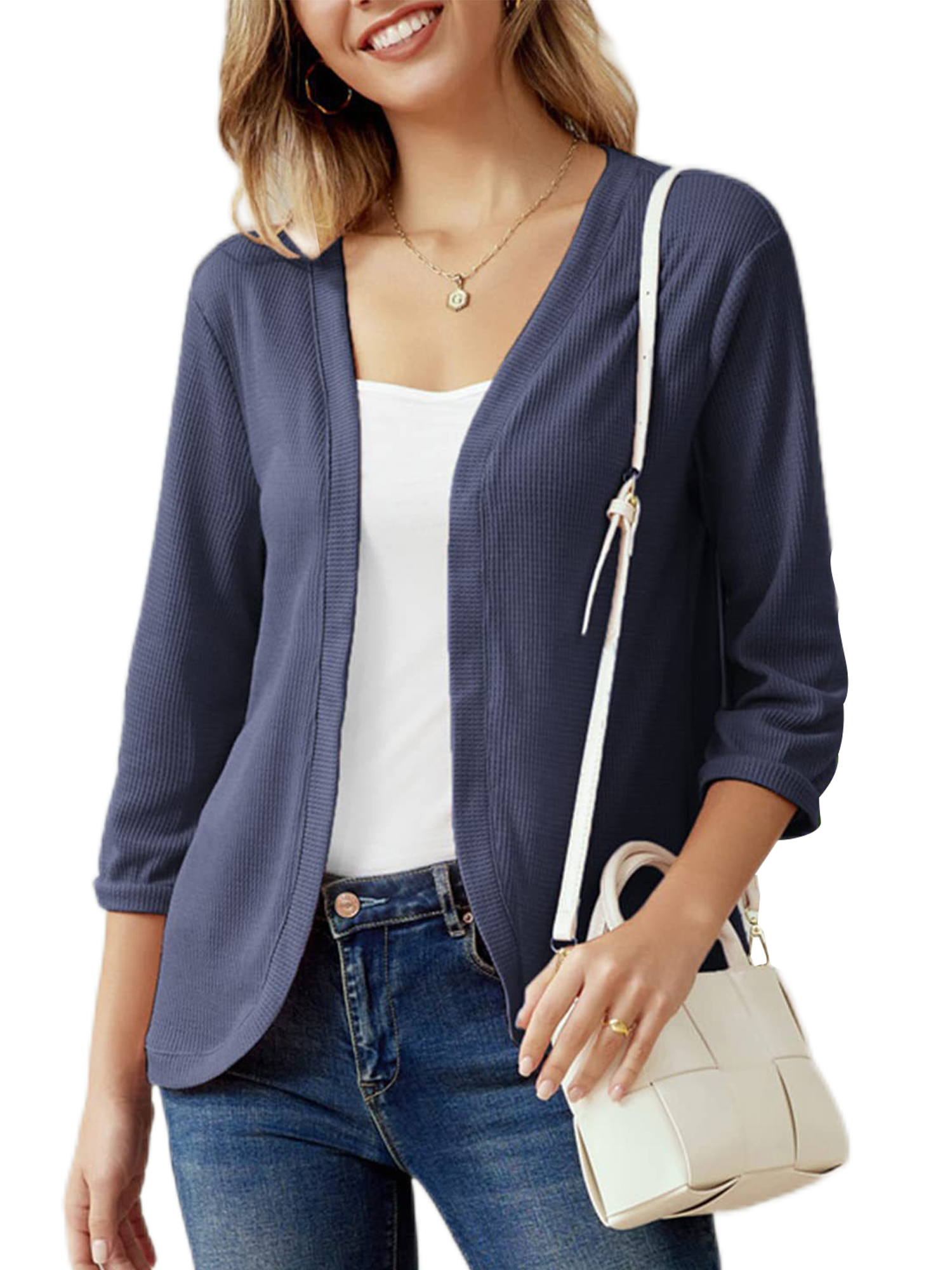 Cindysus Women Plain Open Front Cardigans Ladies Lightweight Outwear  Elegant Outdoor Solid Color Short Cropped Cardigan Blue S - Walmart.com