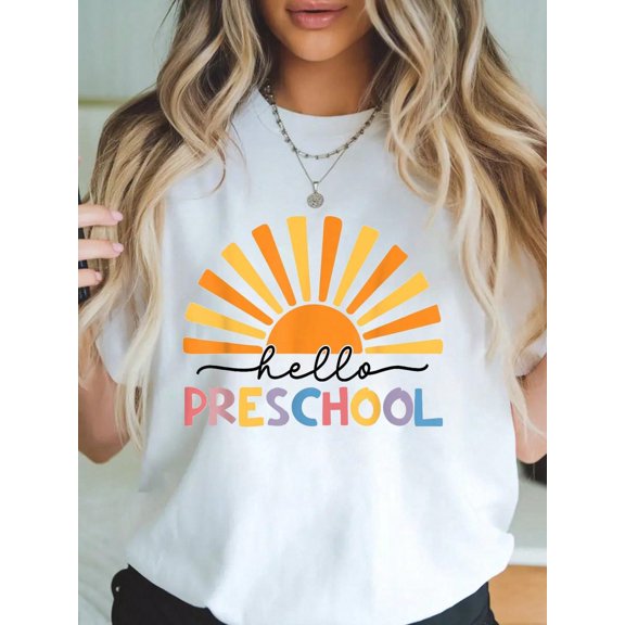 Back To School Hello Preschool For Teacher Women T-Shirt