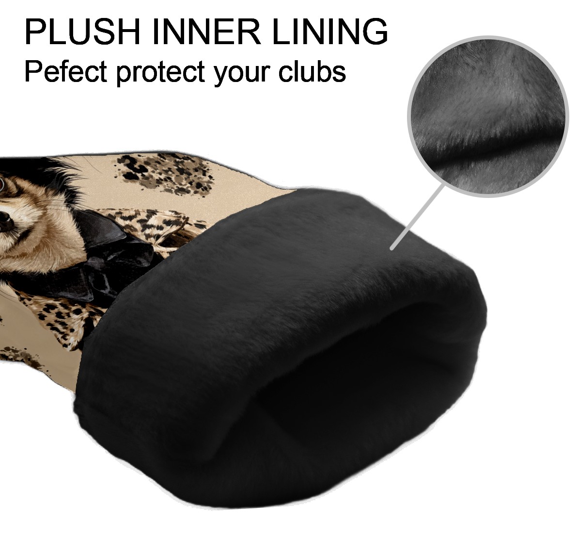 Golf Club Head Cover for Driver, Hybrid, Putter - Premium PU Leather, Waterproof, Scratch-Resistant, Velvet Lining, Unisex Gift (Dog Leopard)