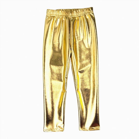Splozh Toddler Tights Kids Girls Boys Leggings Pants Street Dance Performance Trousers Stretch Trousers Legging,Gold,4-5 Years