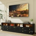 thumbnail image 6 of LED Extra Long 86" TV Stand with Storage, Modern High Glossy Entertainment Center for TVs up to 100", Wood Media Console Table with Drawers for Living Room, Black, 6 of 7