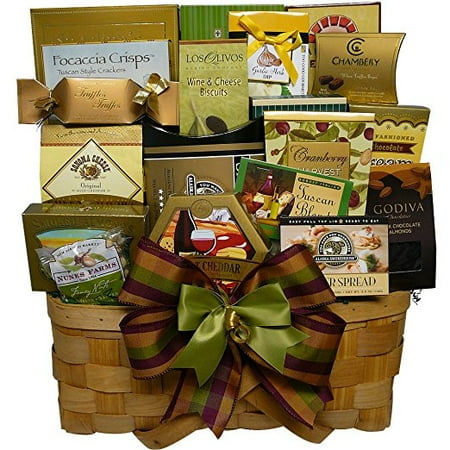 Merlot Cheddar - Super Snack Sampler Gourmet Food Gift Basket with Smoked Salmon (Chocolate Option)
