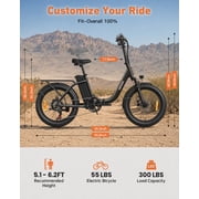 Folding Electric Bikes for Adults 1000W Peak 70 Miles Max Range 20mph Top Speed Step Thru E Bike Fat Tire Foldable E-Mountain Bike with Front Basket, 7 Speed, 36V 13.5AH Battery, UL2849 by SGS