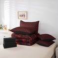 thumbnail image 6 of Feelyou Adult Boho Damask Comforter Set 7pcs, Black Red Cat Kitten Full Bedding Set, 6 of 8