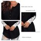 thumbnail image 4 of Blusa de mujer otoño-invierno, escote redondo, detalle de puños de encaje, mangas largas, color liso, negro, talla M, 4 of 5