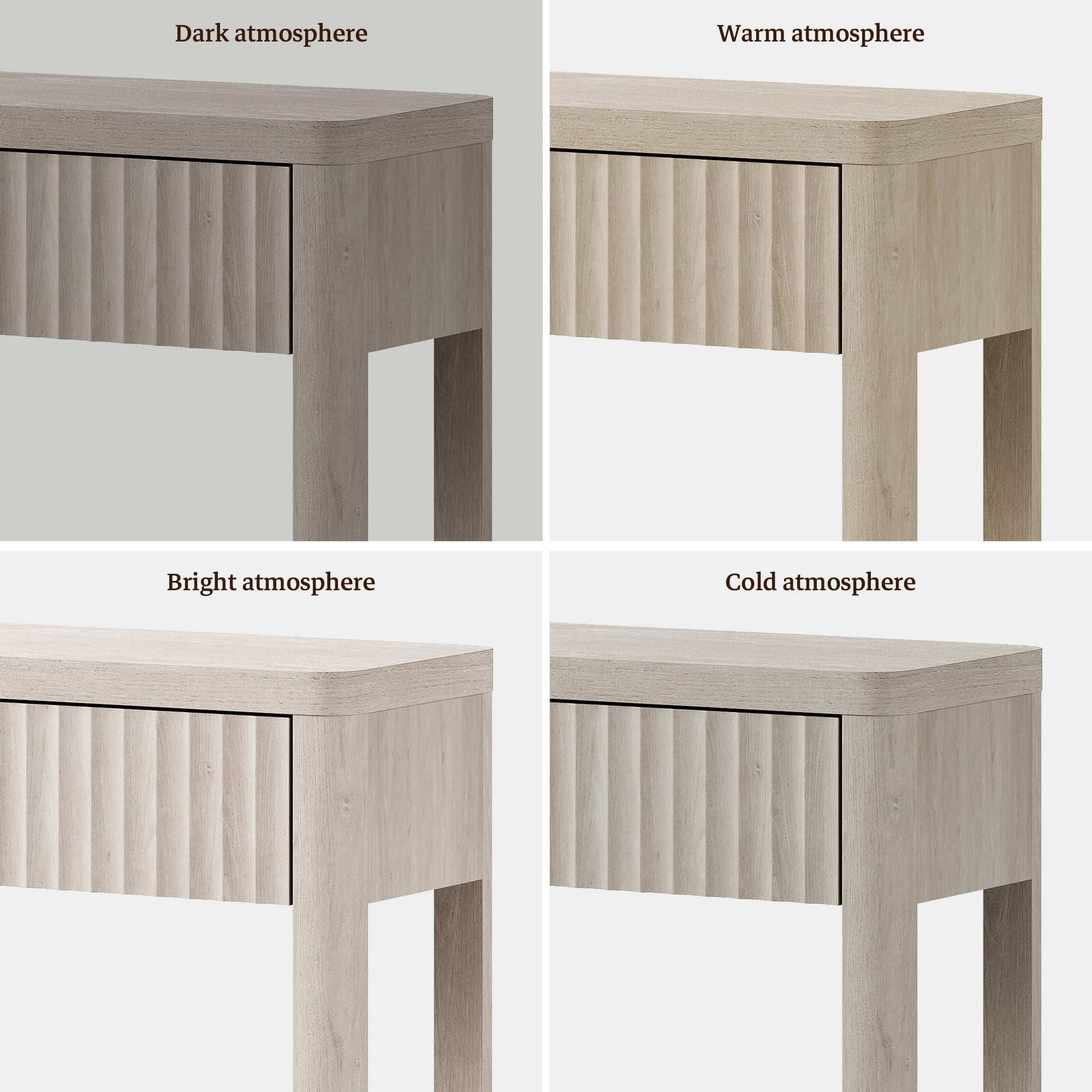 SICOTAS 61 inch Long Console Table Set of 2 with 3 Large Drawers, Modern Fluted Sofa Table Behind Couch with Open Storage Shelf, Entryway Table for Living Room, Hallway, Foyer, Light Grey Alder
