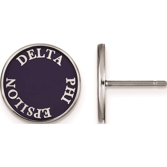 Sterling Silver S. Rh-Plated Logoart Delta Phi Epsilon Enameled Post Earrings (12 X 12) Made In United States ss019dph