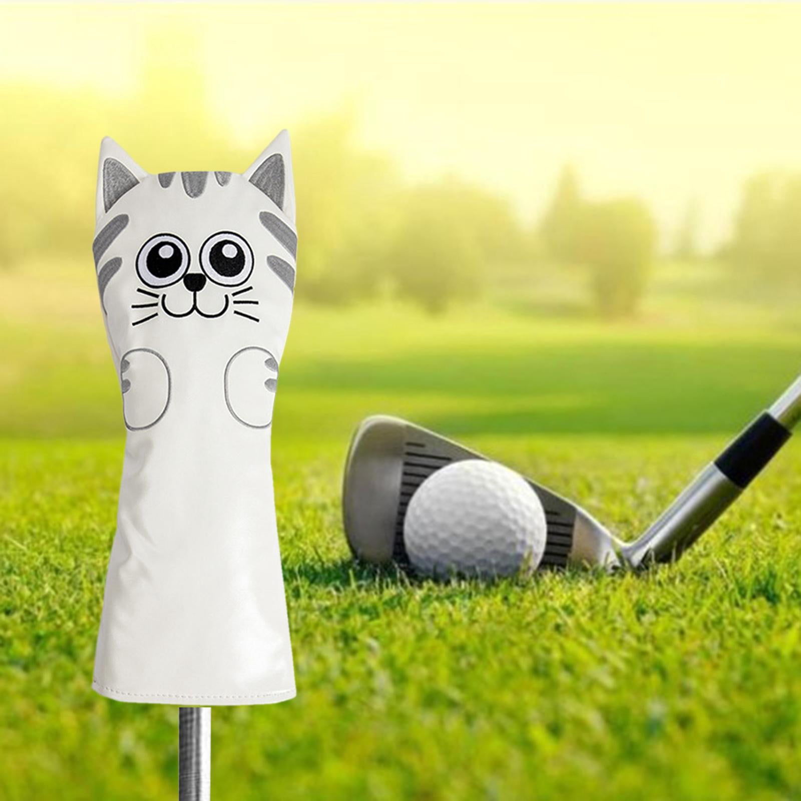 harayaa Golf Club Head Covers Mallet Putter Cat Pattern Accessories Putter Cue Headcover Driver White