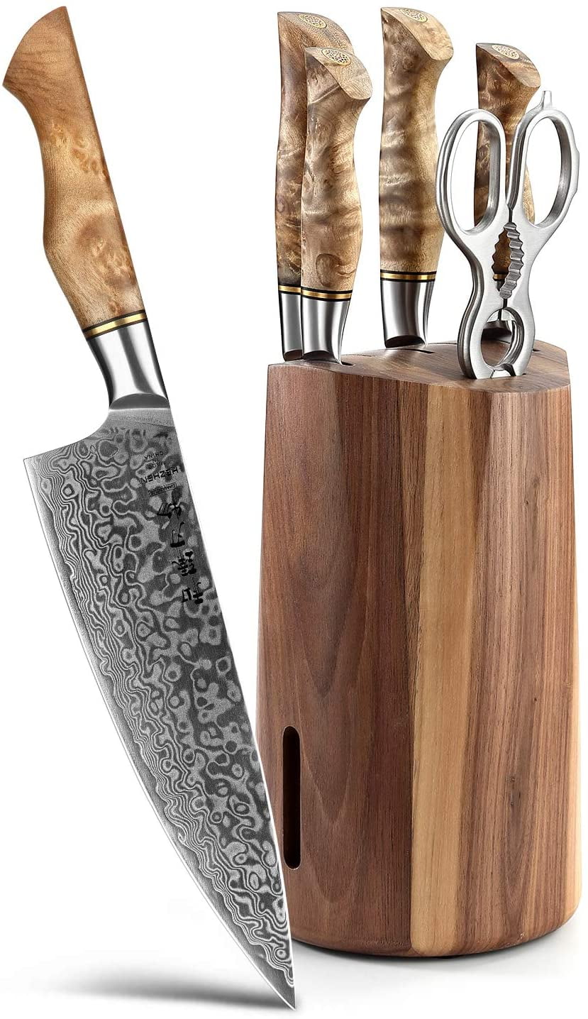 Knife Set, Professional Full 7 PCs Knife Set German 1.4116 Stainless Steel  Kitchen Knives Sets Kitchen Slicing Santoku Tool Kitchen Knife Set BY ZZYY