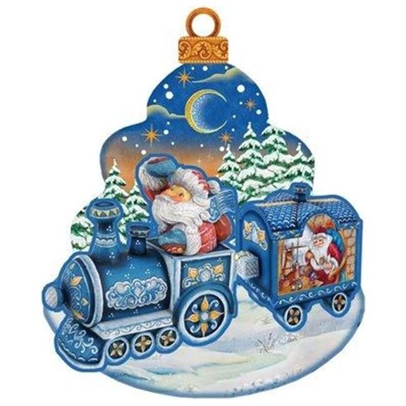 Wooden Christmas Train Decorative Hanging or Freestanding Figurine for Home & Garden