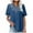 ZC Blue, variant on Dagegui Womens Short Sleeve Shirts Embroidered Notch V Neck T-Shirts Cotton Linen Casual Loose Fit Shirt Summer Boho Lounge Blouses ZC Blue 2XL